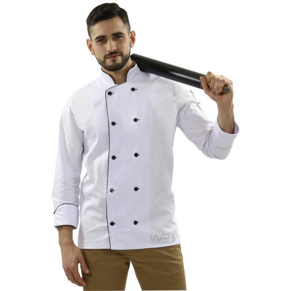 Dólmã Chef de Cozinha Tradicional Sarja 100% algodão - Wp Confecções Imagem de Dólmã Chef de Cozinha Tradicional Sarja 100% algodão