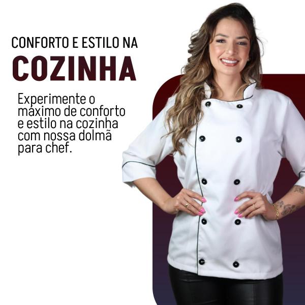 Imagem de Dolma Chef Uniforme Doma Mameluko Cozinha Unissex Manga