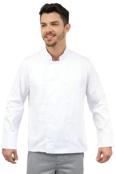 Imagem de Dolmã Chefe Cozinha Masculino Branco - Camisa Masculina Chefe de Cozinha