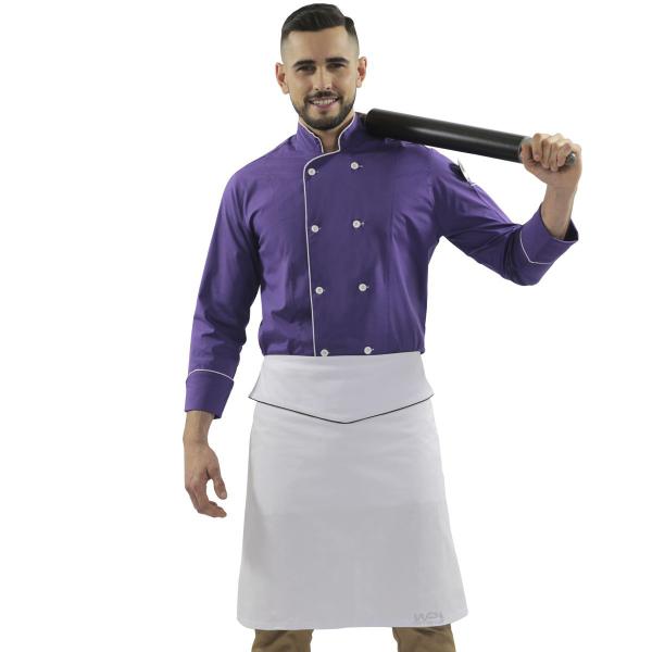 Imagem de Dólmã Roxo Unissex Avental Meio Corpo Chapéu de Chef