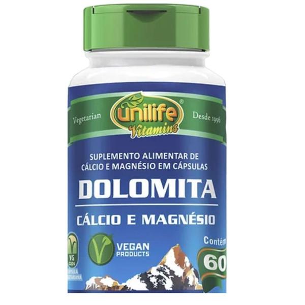 Dolomita Cálcio e Magnésio 60 cápsulas de 950mg - Unilife Imagem de Dolomita Cálcio e Magnésio 60 cápsulas de 950mg