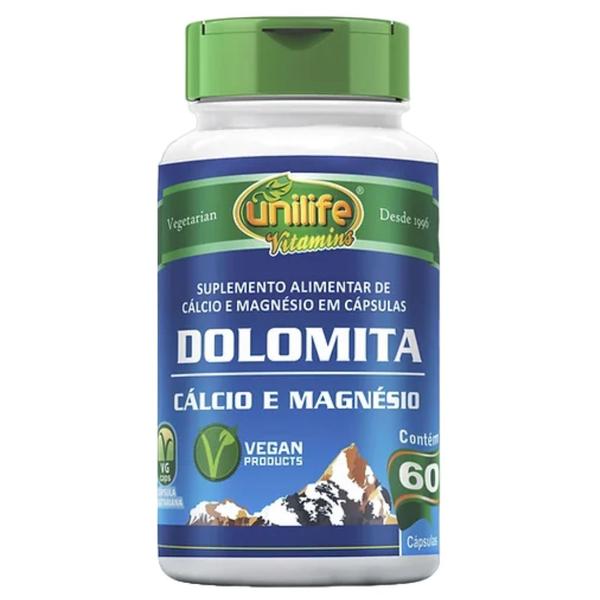 Dolomita Cálcio e Magnésio 60 cápsulas de 950mg - Unilife Imagem de Dolomita Cálcio e Magnésio 60 cápsulas de 950mg