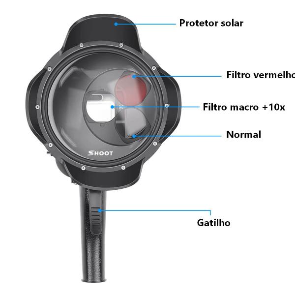 Imagem de Dome 6' com 3 Filtros + Caixa Estanque para GoPro 5/6/7 Black