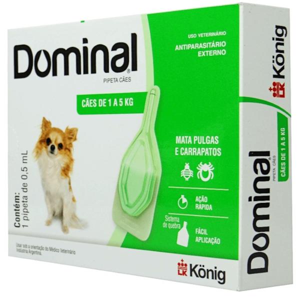 Imagem de Dominal pipeta para cães 1 a 5kg 0,5ml verde kit com 10 prevenção pulgas e carrapatos