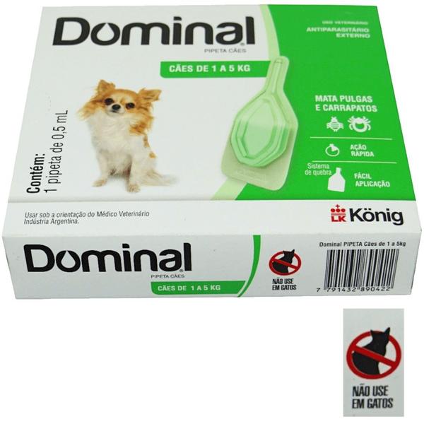 Imagem de Dominal pipeta para cães 1 a 5kg 0,5ml verde prevenção pulgas e carrapatos