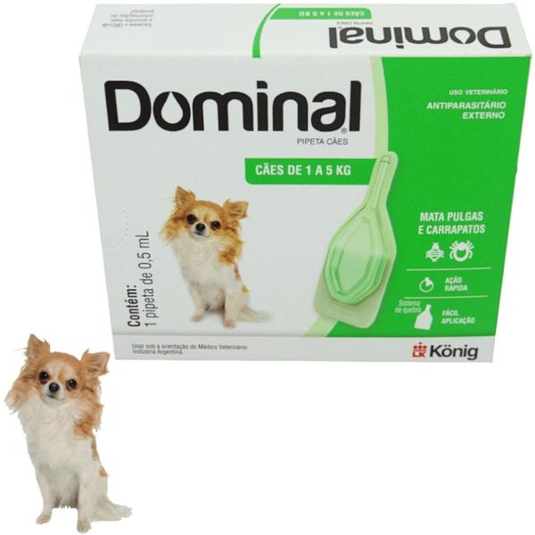 Imagem de Dominal pipeta para cães 1 a 5kg 0,5ml verde prevenção pulgas e carrapatos