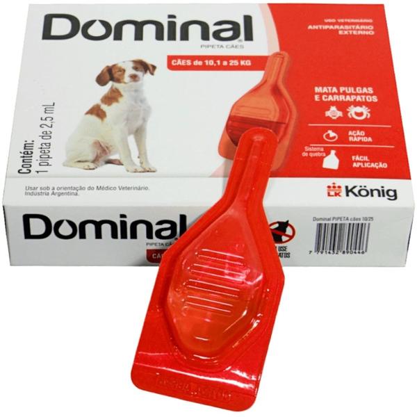 Imagem de Dominal pipeta para cães 1 a 5kg 0,5ml vermelho kit com 10 prevenção pulgas e carrapatos