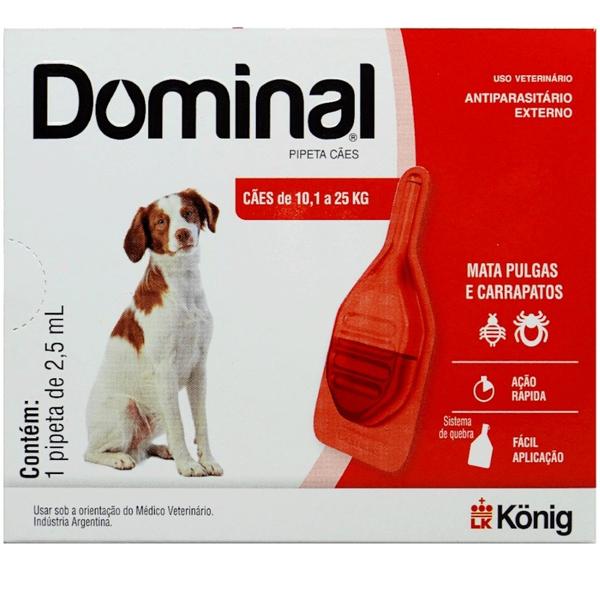 Imagem de Dominal pipeta para cães 1 a 5kg 0,5ml vermelho kit com 3 prevenção pulgas e carrapatos