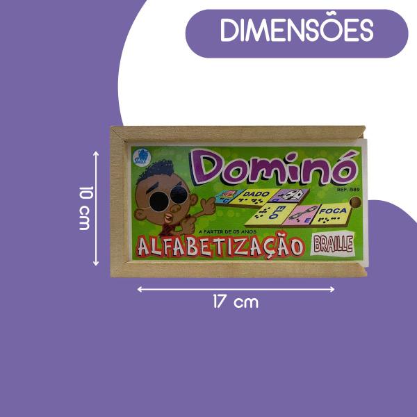 Dominó de Alfabetização Braille Brinquedo Infantil em MDF - Simque Imagem de Dominó de Alfabetização Braille Brinquedo Infantil em MDF