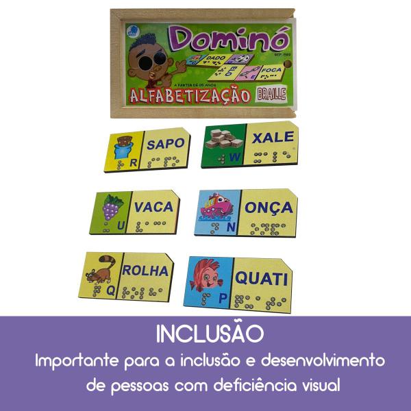 Dominó de Alfabetização Braille Brinquedo Infantil em MDF - Simque Imagem de Dominó de Alfabetização Braille Brinquedo Infantil em MDF