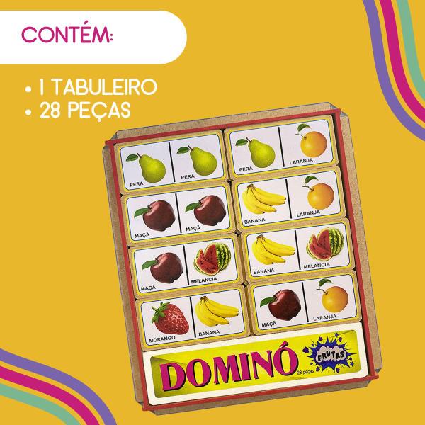 Imagem de Dominó de Frutas em MDF Brinquedo Educativo Pedágogico