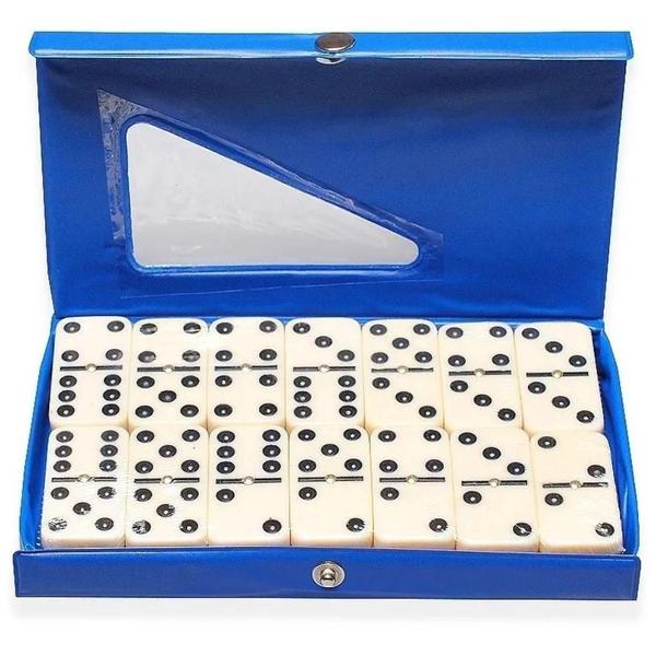Dominó De Osso 9mm Grande Profissional 28 Peças Com Estojo - Dominoes Imagem de Dominó De Osso 9mm Grande Profissional 28 Peças Com Estojo