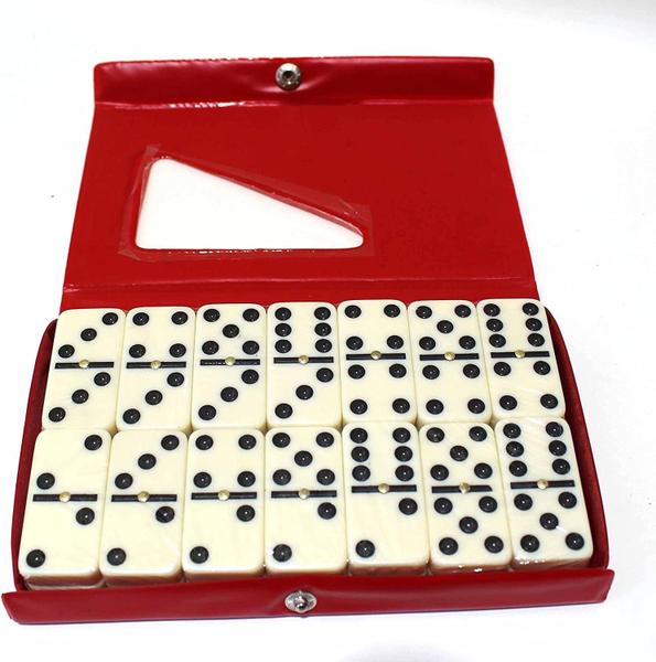 Dominó De Osso 9mm Grande Profissional 28 Peças Com Estojo - Dominoes Imagem de Dominó De Osso 9mm Grande Profissional 28 Peças Com Estojo