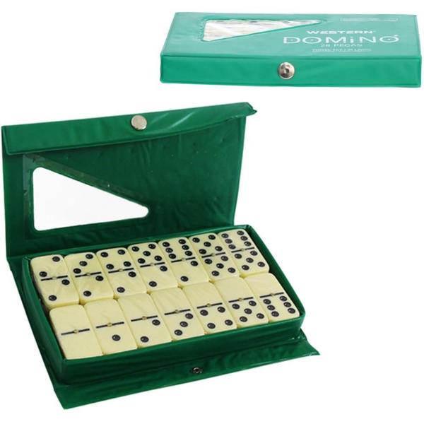 Domino Estojo 28PCS 11MM Verde Estojo - Western Imagem de Domino Estojo 28PCS 11MM Verde Estojo