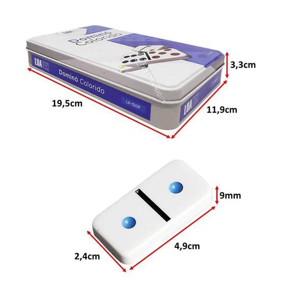 Imagem de Domino Profissional Com Estojo Em Lata 28 Peças Coloridas LK510F