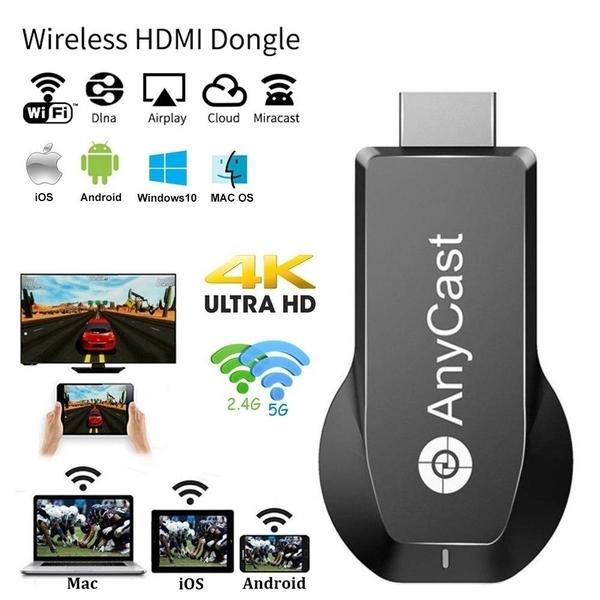 Imagem de Dongle de tela sem fio, receptor WiFi, 1080P HD, preto