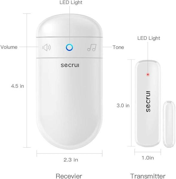 Imagem de Door Chime SECRUI Wireless Entry Alert 500 mL com 52 sinos