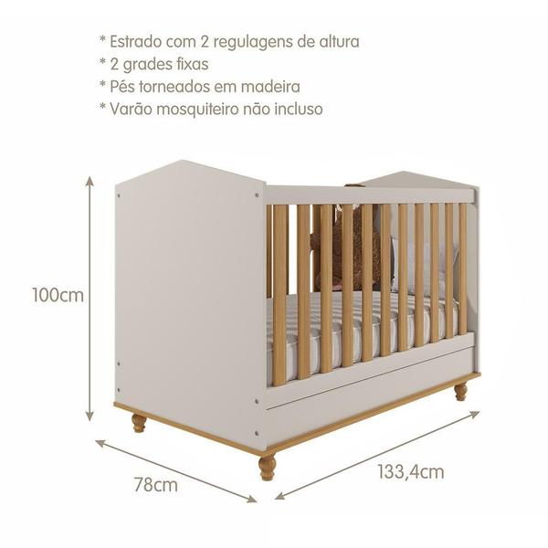 Imagem de Dormitório Casinha Guarda Roupa, Cômoda 1 Porta e Berço Mimo com Colchão Physical - Permóbili Baby