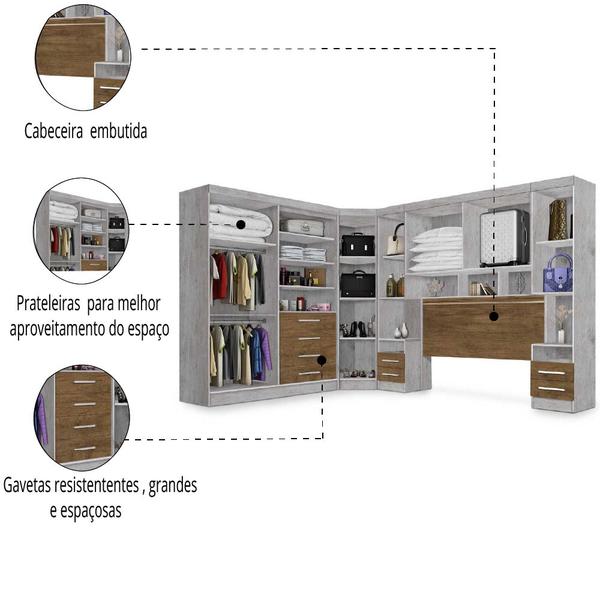 Imagem de Dormitório Completo Georgia JA Avelã / Jequitibá Para Cama Box 1,58M Queen