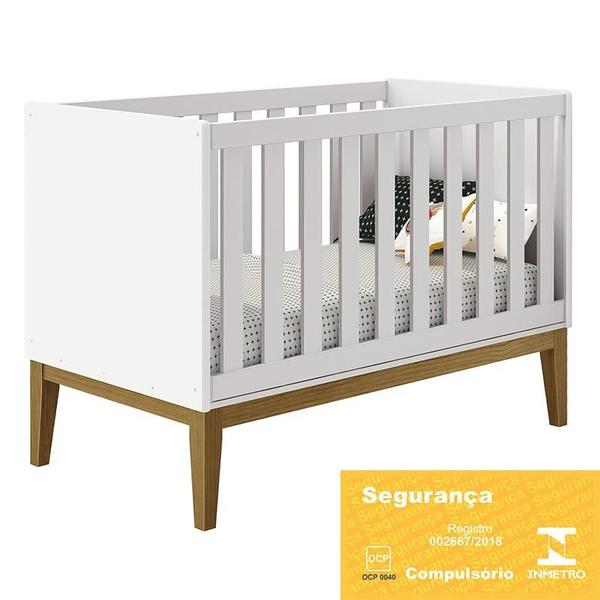 Imagem de Dormitório Completo Infantil Classic 2 Portas, Cômoda 6 Gavetas e Berço Branco Fosco com Pés Amadeir