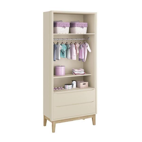 Dormitório Infantil Classic 2 Portas, Cômoda 3 Gavetas, Berço com Pés Madeira Natural e Colchão - Reller Móveis Imagem de Dormitório Infantil Classic 2 Portas, Cômoda 3 Gavetas, Berço com Pés Madeira Natural e Colchão - Reller Móveis