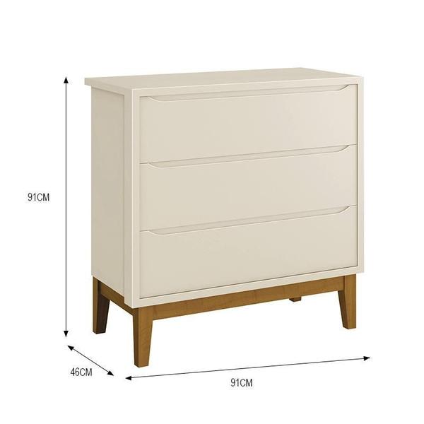 Dormitório Infantil Classic 3 Portas, Cômoda 3 Gavetas e Berço com Pés Amadeirado - Reller Móveis Imagem de Dormitório Infantil Classic 3 Portas, Cômoda 3 Gavetas e Berço com Pés Amadeirado - Reller Móveis