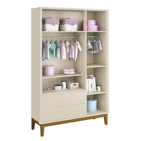 Dormitório Infantil Classic 3 Portas, Cômoda 3 Gavetas e Berço com Pés Amadeirado - Reller Móveis Imagem de Dormitório Infantil Classic 3 Portas, Cômoda 3 Gavetas e Berço com Pés Amadeirado - Reller Móveis