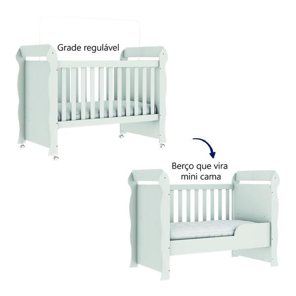 Imagem de Dormitório Infantil Completo Berço Americano Mini Cama 2 em 1 Com Rodízios Para Quarto Bebê Mimo Luna Branco