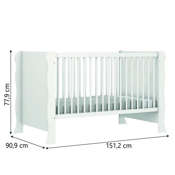 Imagem de Dormitório Infantil Completo Carolina Baby Berço Americano Com Colchão Mini Cama 2 em 1 Para Quarto Bebê Luna Branco