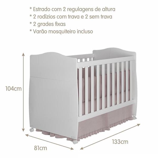 Imagem de Dormitório Infantil Fofura Guarda Roupa, Cômoda e Berço com Colchão Physical - Permóbili Baby