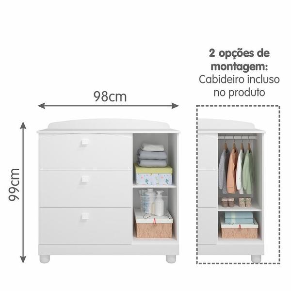 Imagem de Dormitório Infantil Fofura Guarda Roupa, Cômoda e Berço - Permóbili Baby