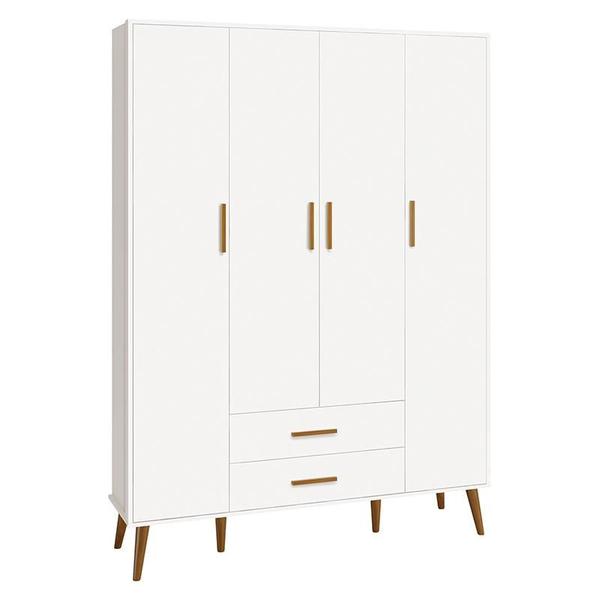 Dormitório Infantil Isis Guarda Roupa 4 Portas, Cômoda 1 Porta e Berço Branco com Colchão - Reller Móveis Imagem de Dormitório Infantil Isis Guarda Roupa 4 Portas, Cômoda 1 Porta e Berço Branco com Colchão - Reller Móveis