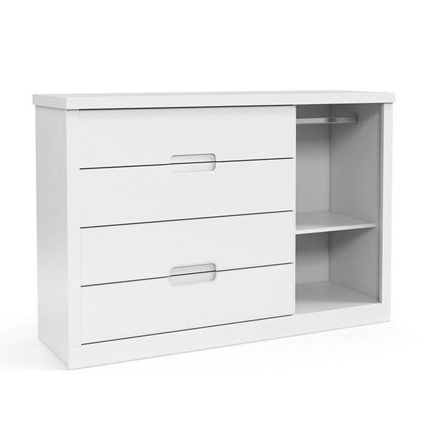 Imagem de Dormitório Tutto New 2 Portas, Cômoda 1 Porta, Berço Branco Soft com Colchão D18 e Prateleiras - Matic Móveis