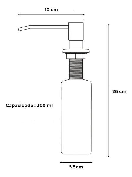 Imagem de Dosador De Detergente Dispenser Para Cuba Inox Embutir Preto