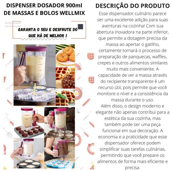 Imagem de Dosador De Massas Dispenser para Cupcake Panqueca Bolo 900ml