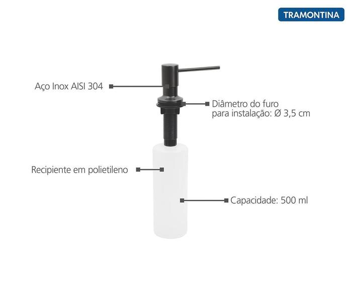 Imagem de Dosador De Sabão Inox 500Ml Black Tramontina 94517/504