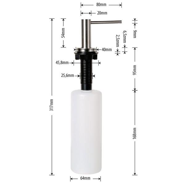 Imagem de Dosador Detergente Sabão Líquido Inox Cromado Bancada DS02AB