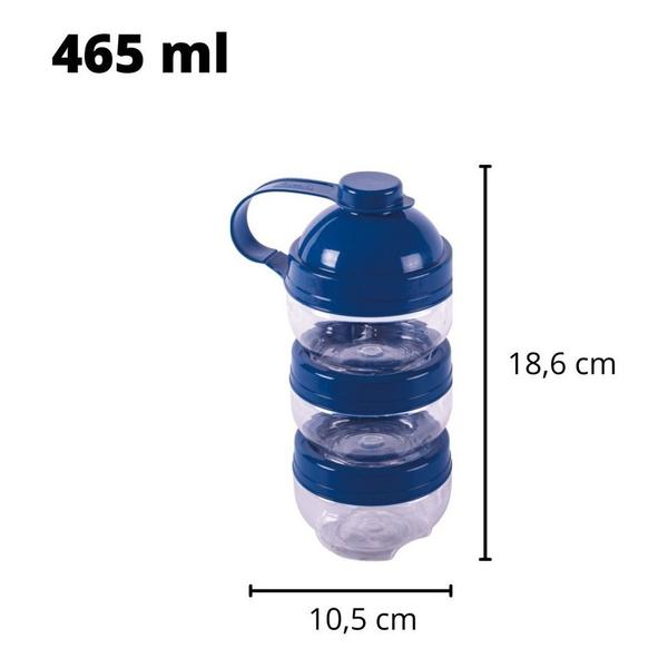 Imagem de Dosador Leite Em Pó Gire E Trave 3 Potes 465 ml Infantil Temperos Potes Multiuso Marmita - Plasútil