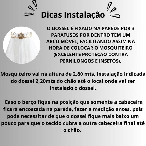 Imagem de Dossel Mosquiteiro De Parede Berço Americano Nacional Quarto Bebe Coroa Perolas Dourada Menino Menina