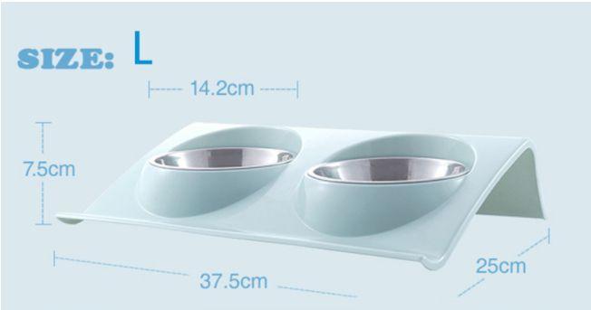 Imagem de Double Bowls Pet Dog Cat Feeding Station Inoxidável Aço Water Food Bowls Solução alimentadora para cães gatos suprimentos Alimentação de cães