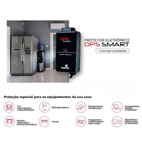 Imagem de DPS Smart Bivolt Protetor Eletrônico Microprocessado True RMS Proteção Tripla contra Raios e Surtos Ragtech 4780