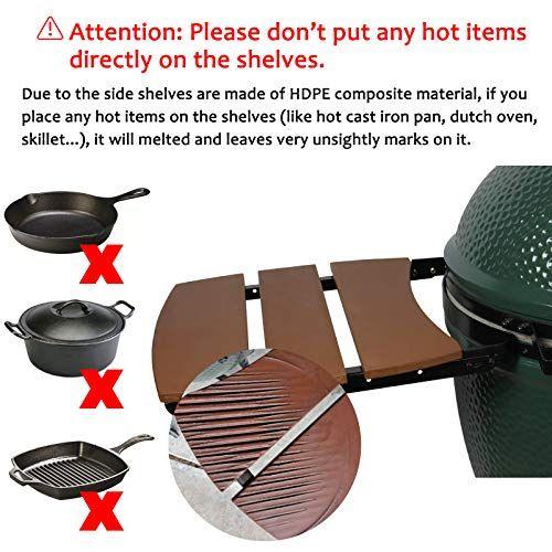 Imagem de Dracarys Grill Side HDPE Prateleiras para Big Green Egg Peças de Reposição Egg Mate BBQ Big Green Egg Acessórios Fit Large (L) Big Green Egg Side Shelves - 3 Prateleiras Ripas