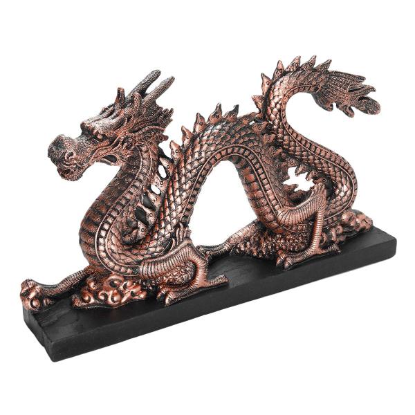 Imagem de Dragão Chinês Com Base GG Enfeite Escultura Decoração Resina