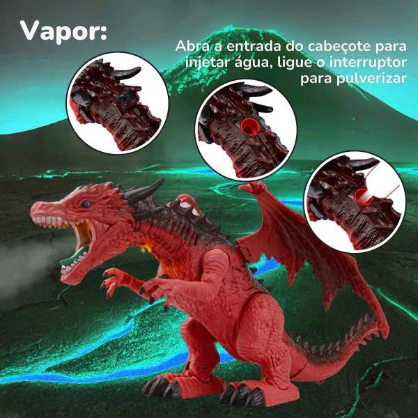 Imagem de Dragão de Brinquedo Com Controle Anda Emite Som Replay Kids