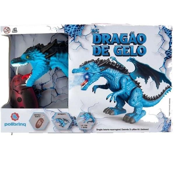 Imagem de Dragao de gelo animal de brinquedo com controle remoto polibrinq