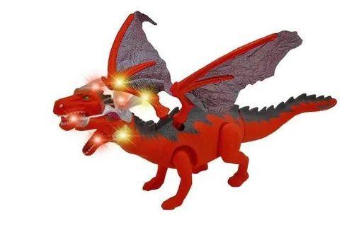 Imagem de Dragão Dinossauro 2 Cabeças Bate Asa Anda Emite Som E Luzes (vermelho)