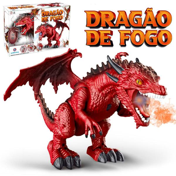 Imagem de Dragão Dinossauro Articulado Controle Remoto Solta Fumaça e Anda