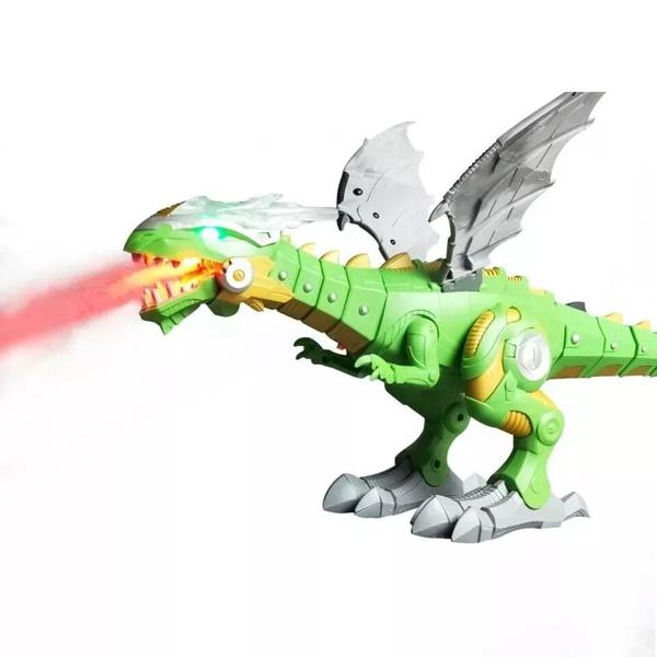 Imagem de Dragão Dinossauro Robô Solta Fumaça com som e luz Cor: Verde