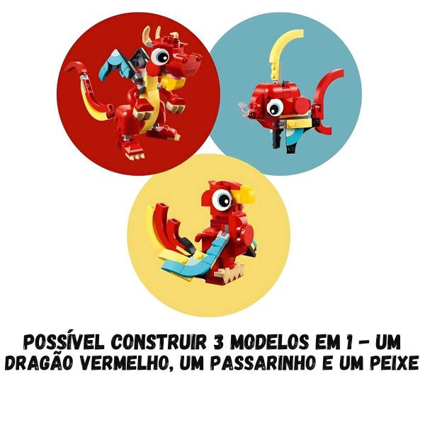 Dragão Vermelho Creator 3 Em 1 Lego - 4111131145 Imagem de Dragão Vermelho Creator 3 Em 1 Lego - 4111131145