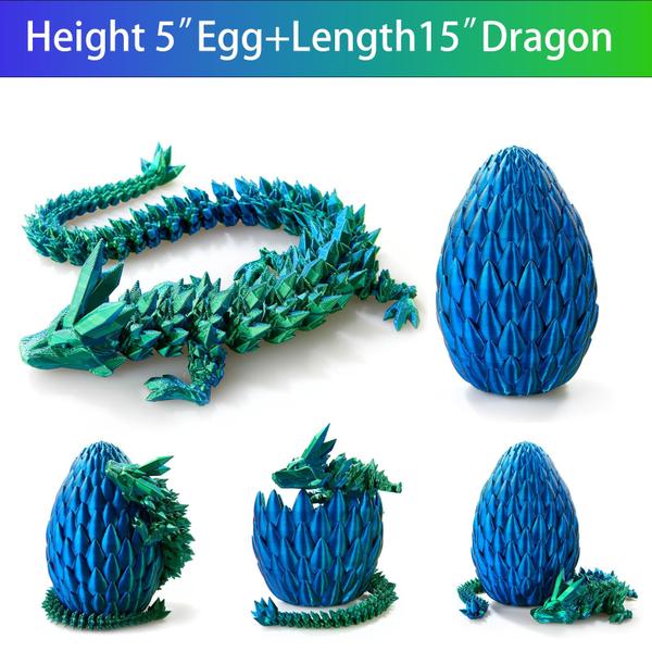 Imagem de Dragon Toy LEWELLRY Blue Dragon de 15 polegadas com ovo, brinquedo Fidget